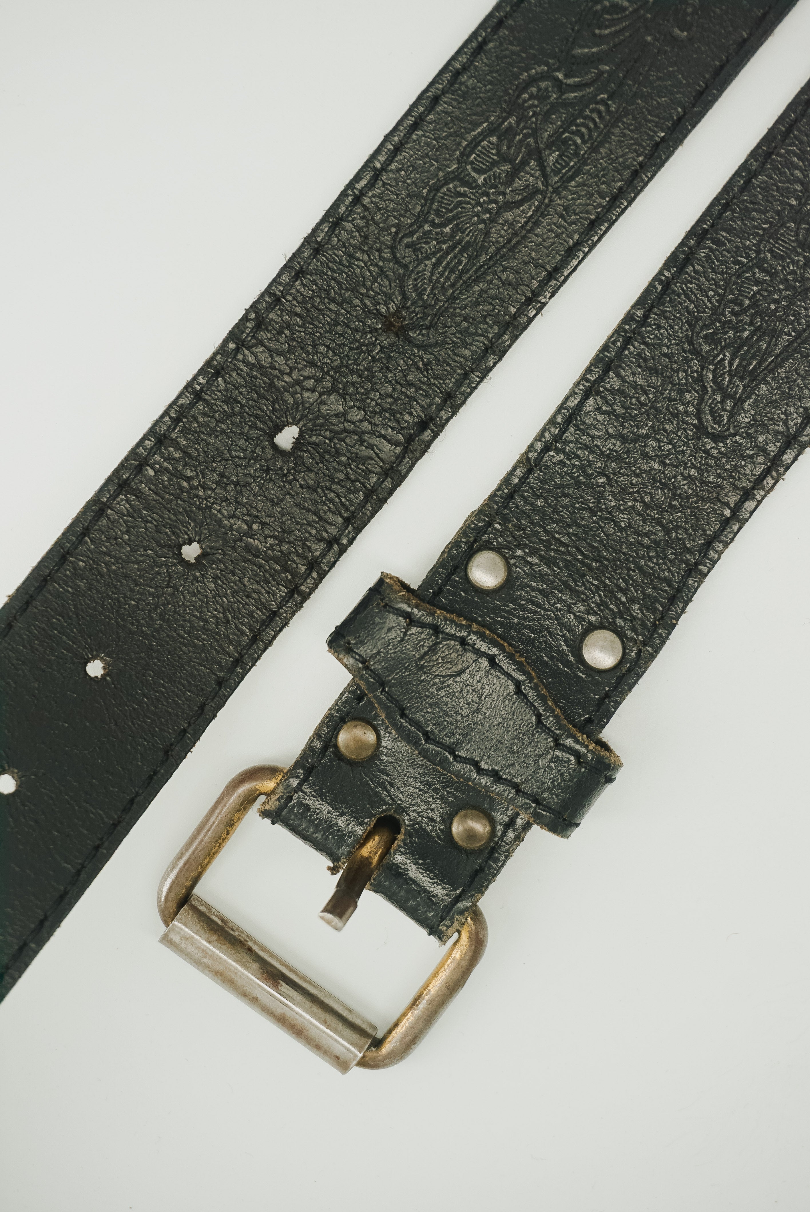Rustic Black Leather Belt