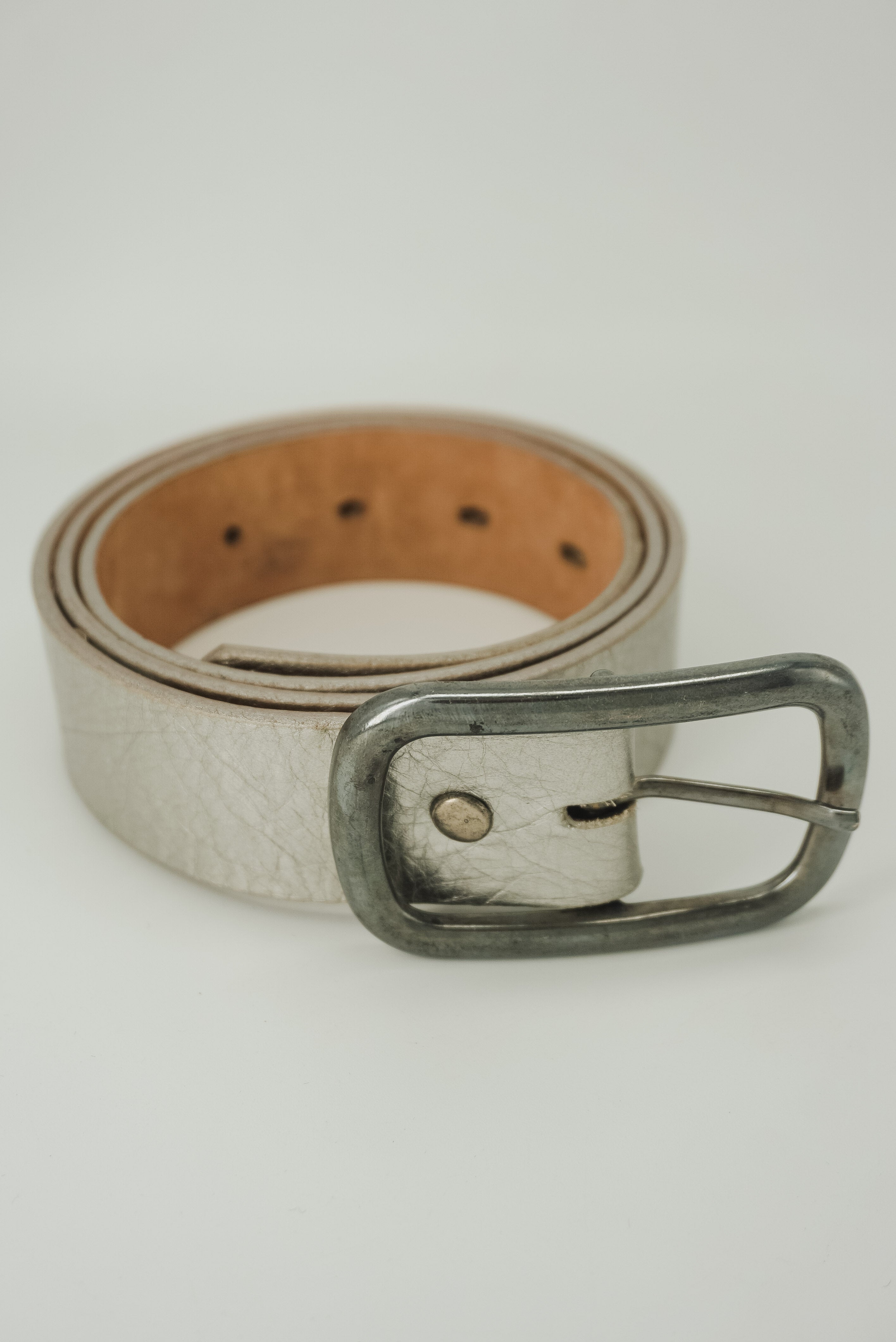 Silver Leather Belt