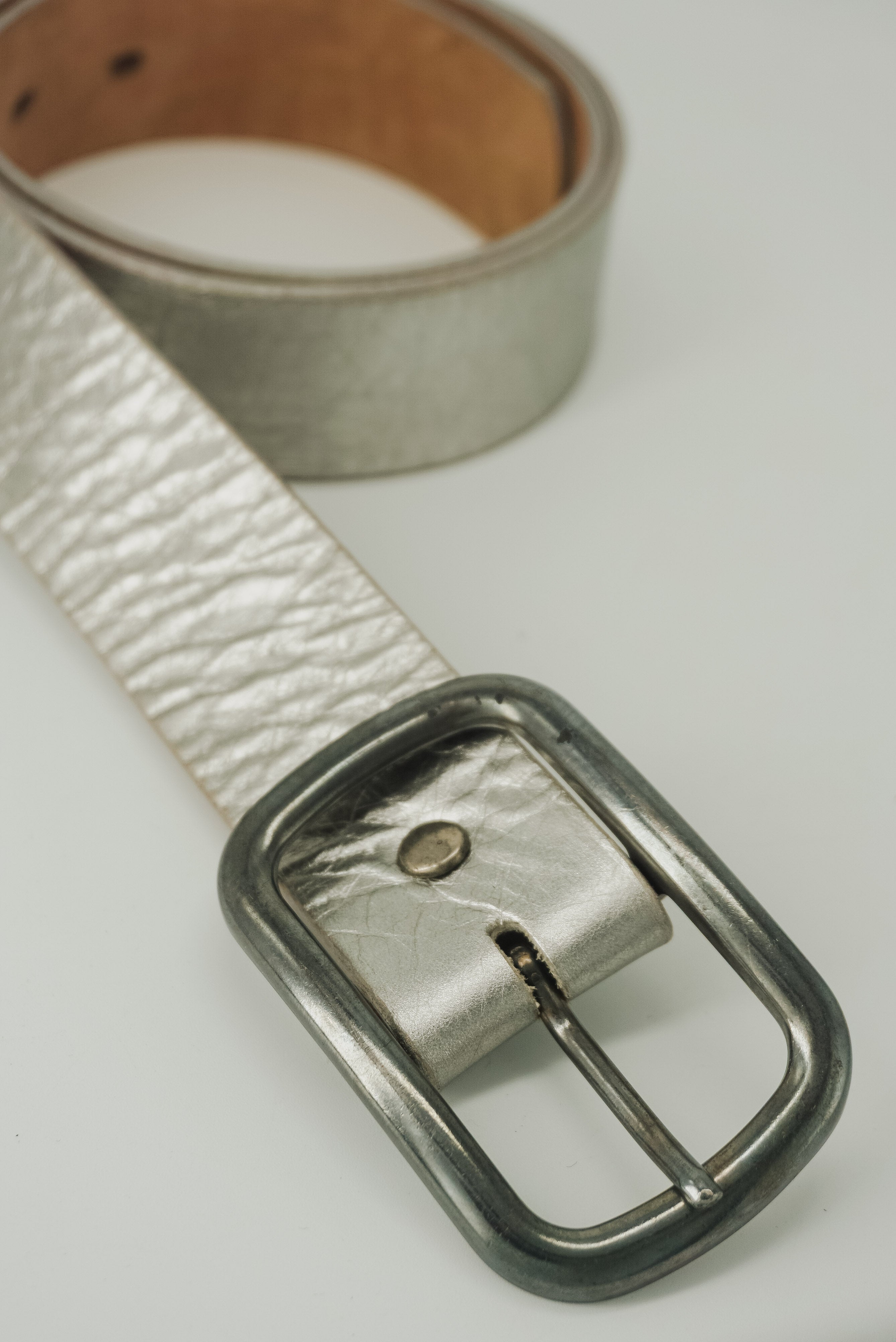 Silver Leather Belt