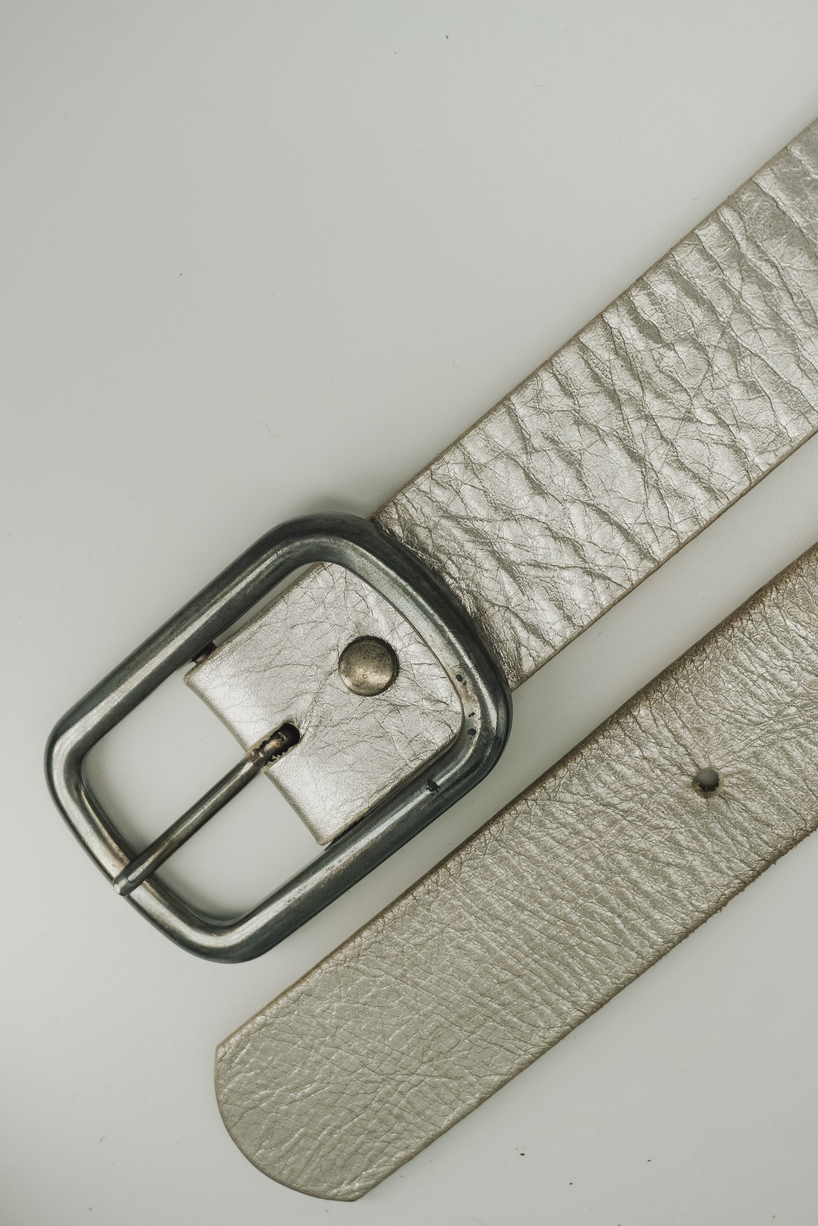 Silver Leather Belt