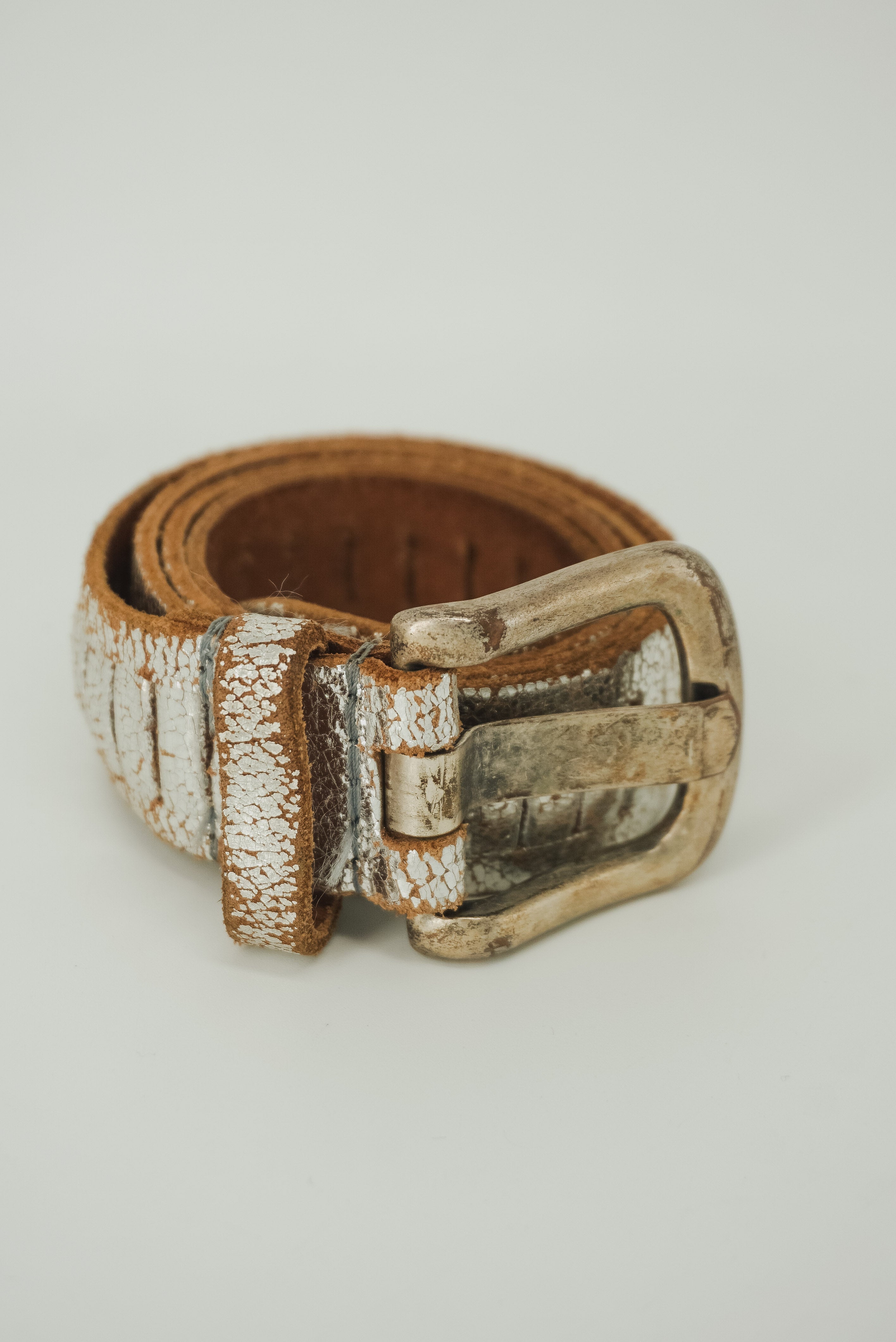 Infinite Holes Silver Leather Belt