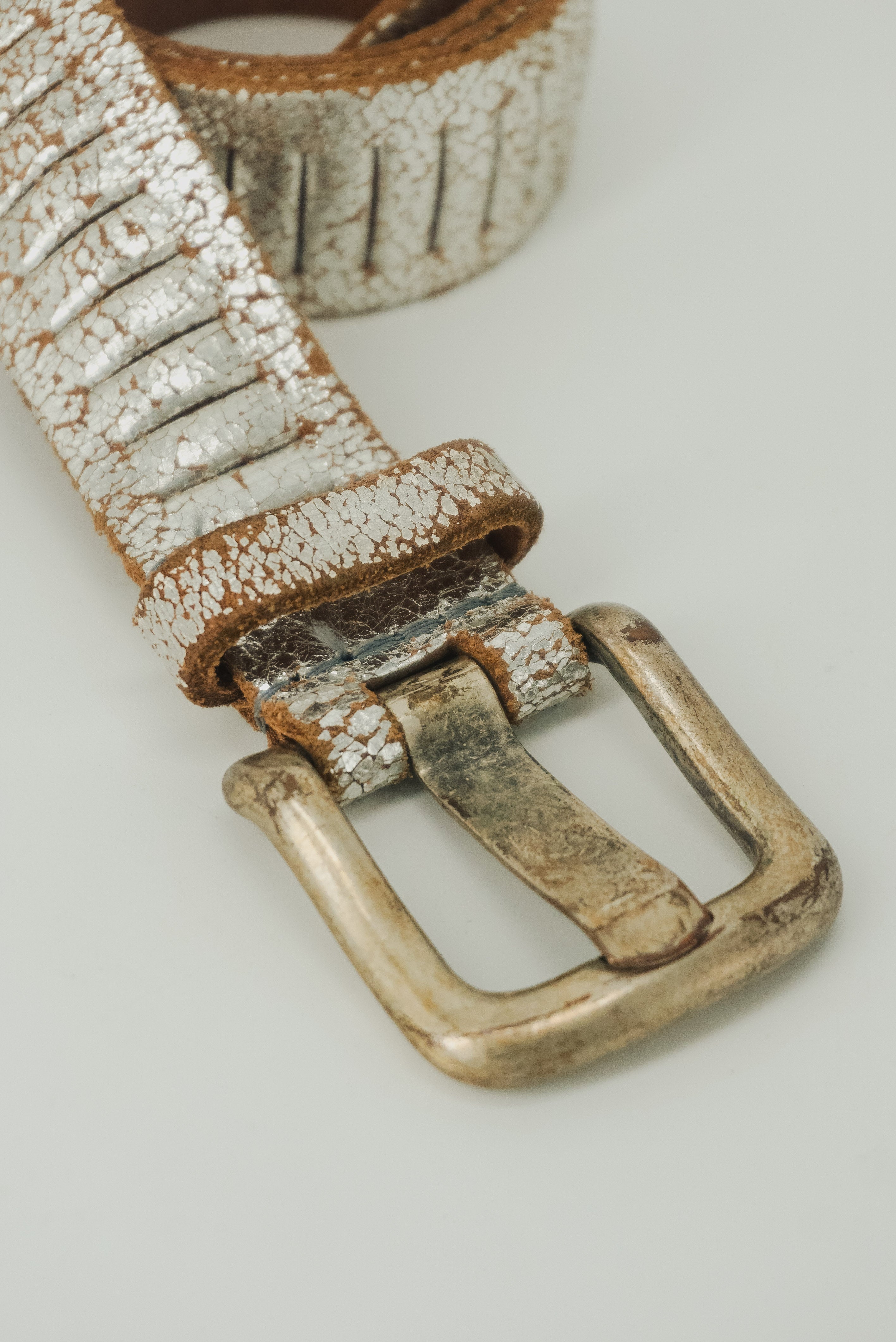 Infinite Holes Silver Leather Belt