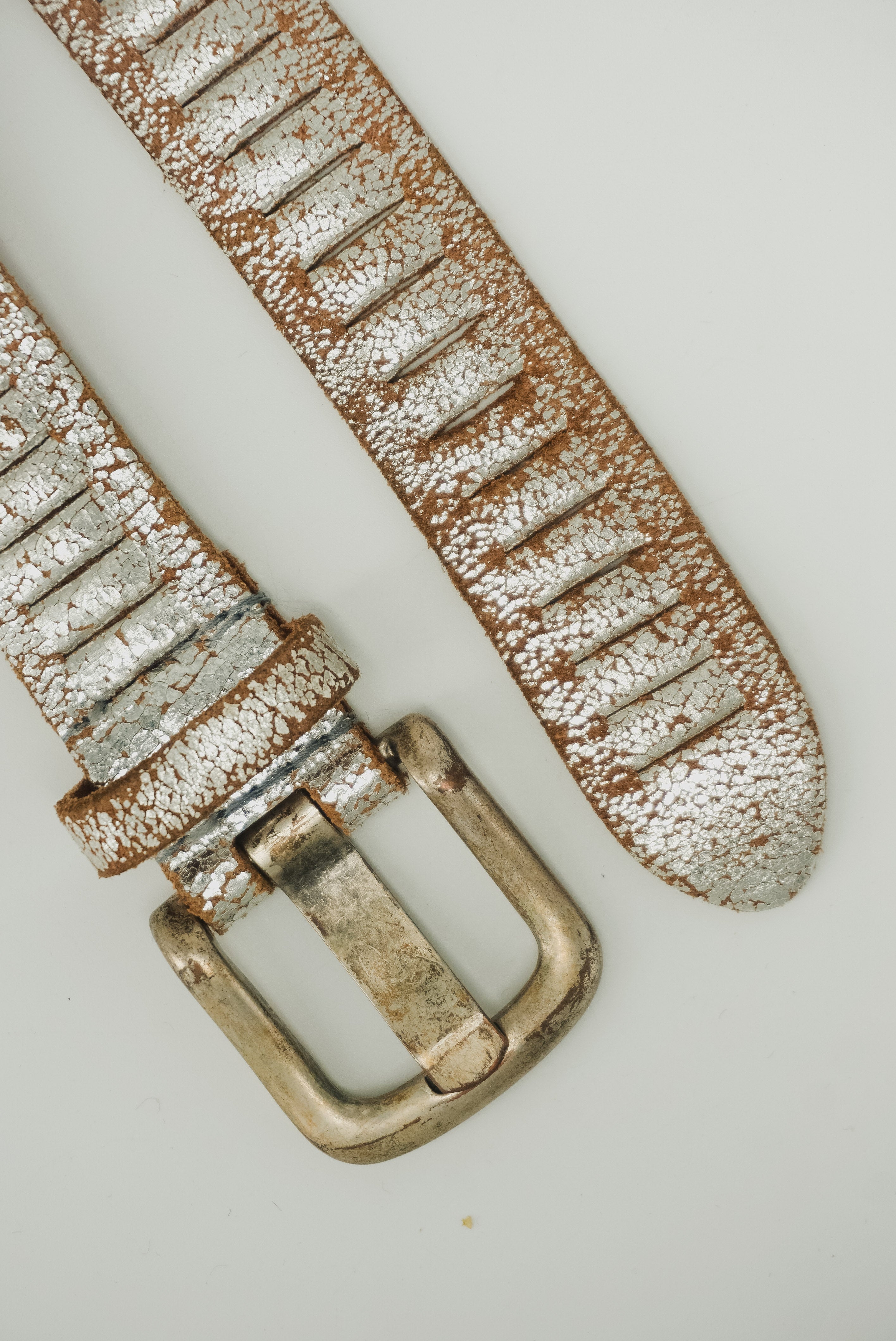 Infinite Holes Silver Leather Belt