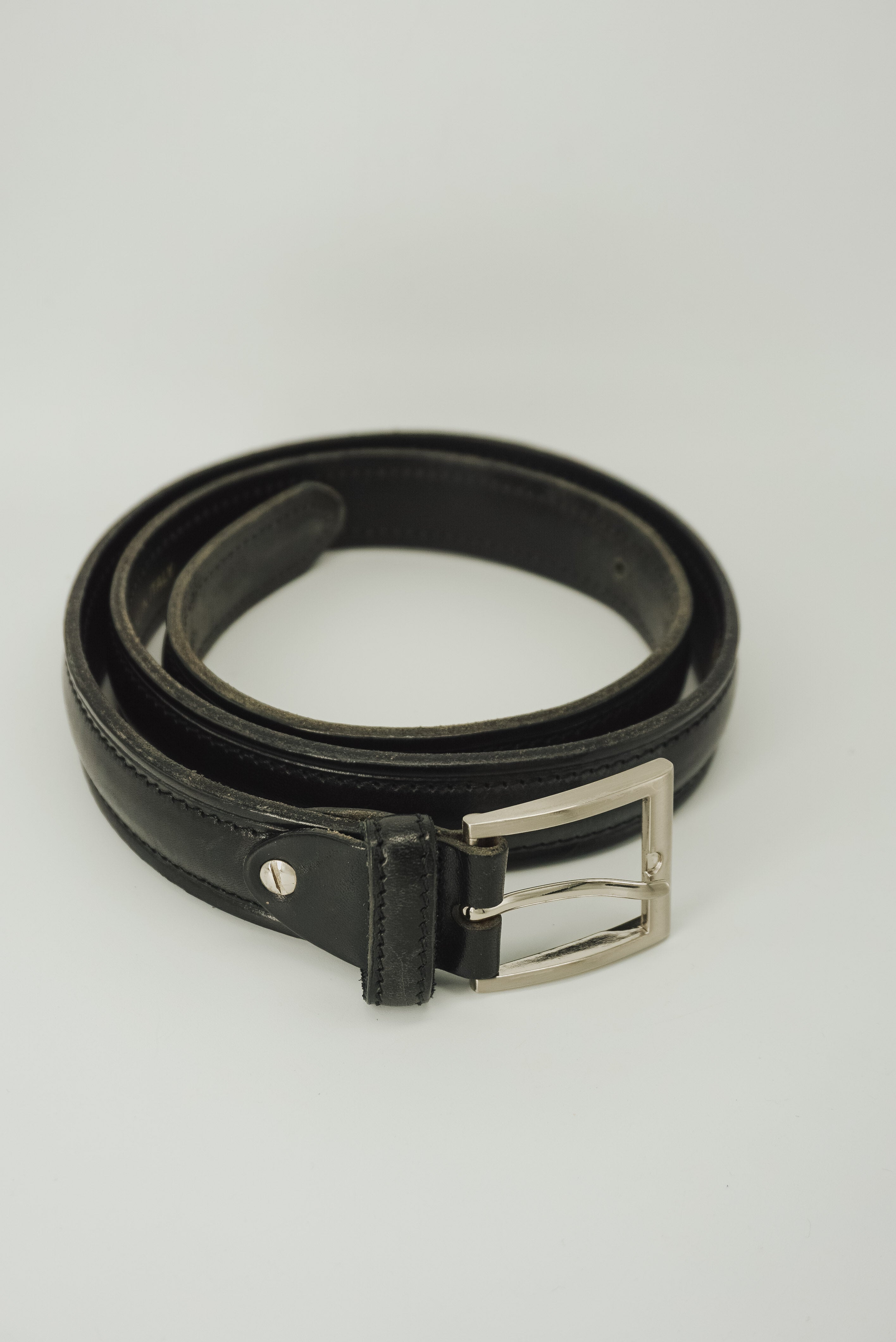 Thin Black Leather Belt