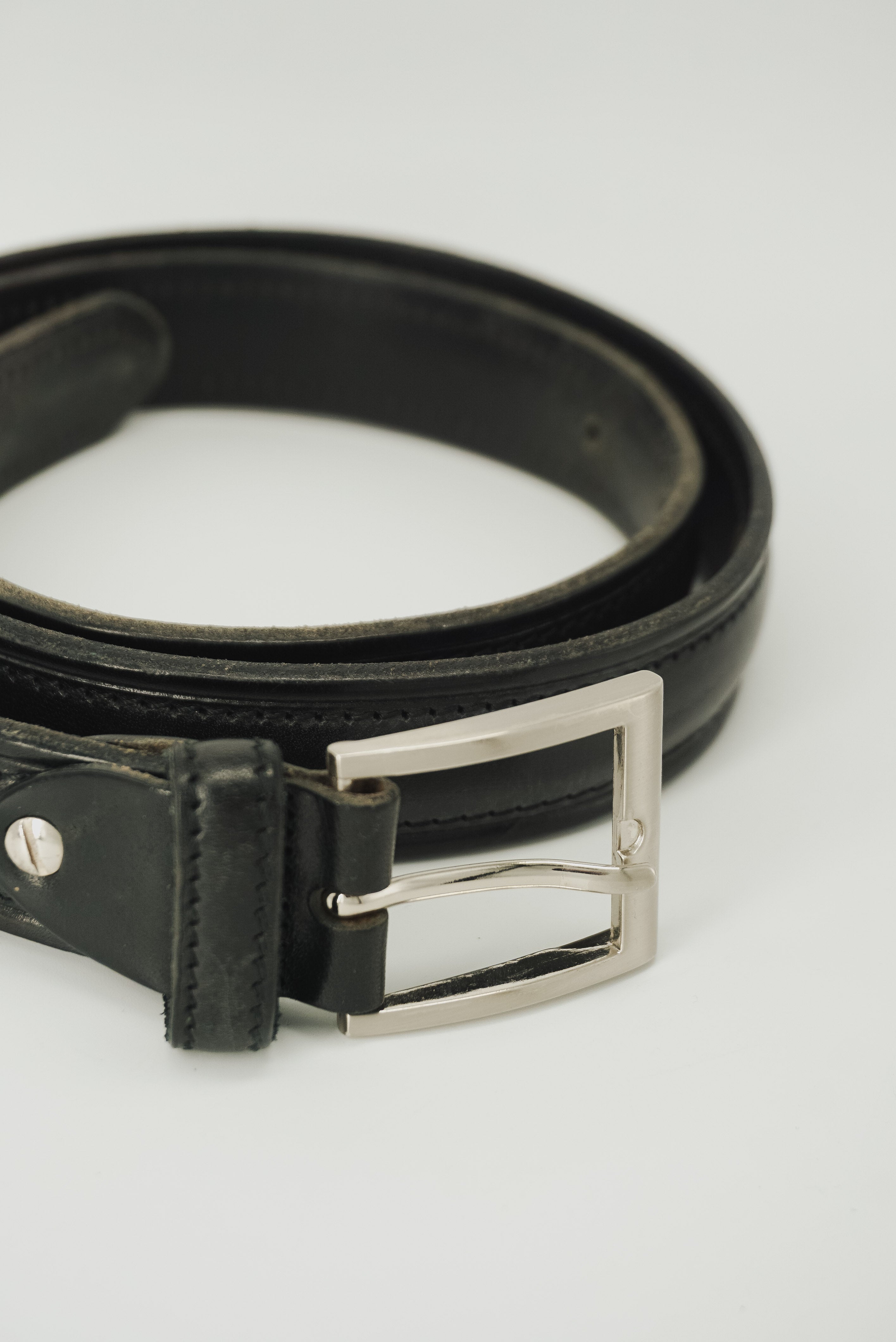 Thin Black Leather Belt