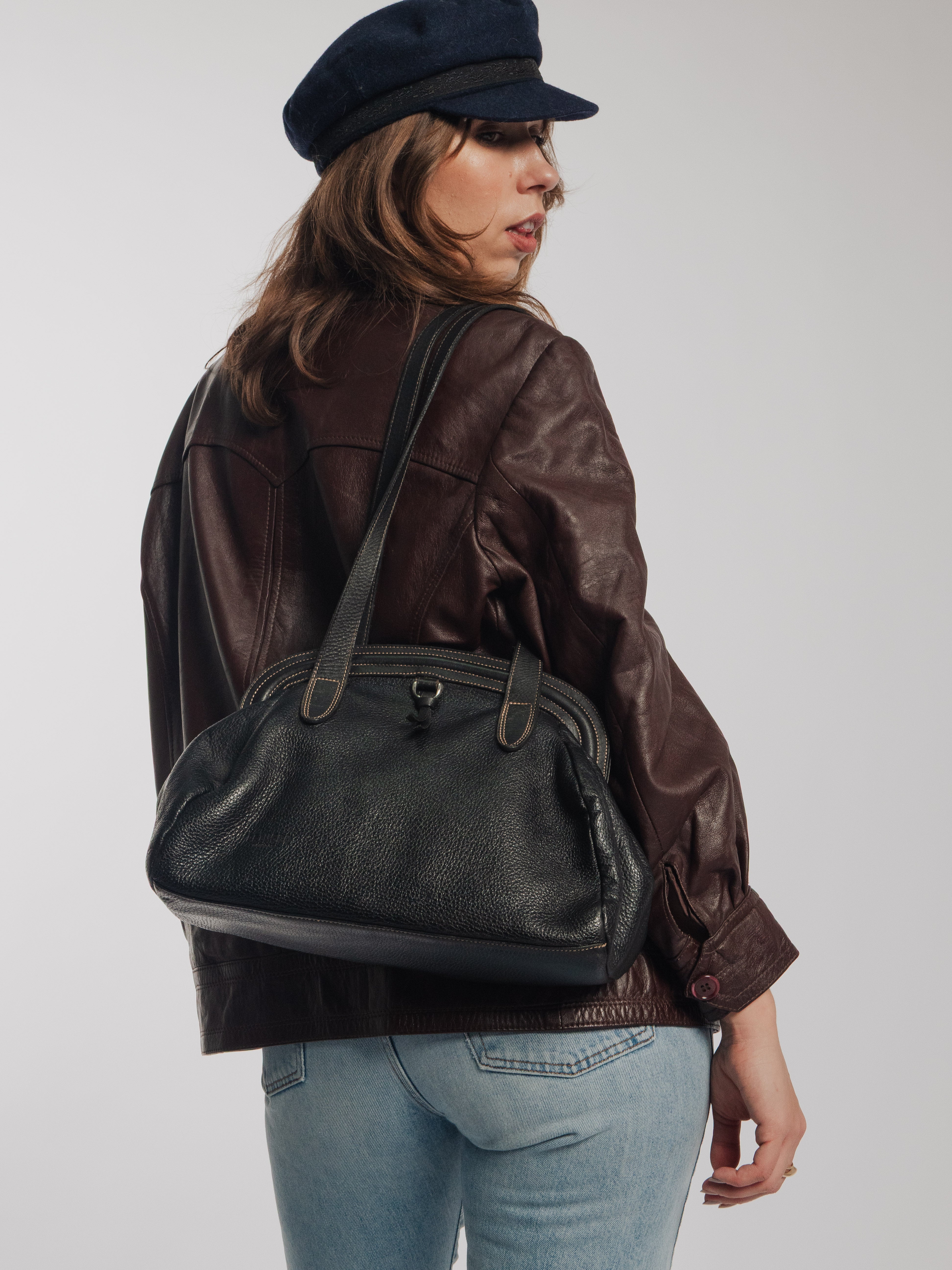 Vintage Black Leather Bag