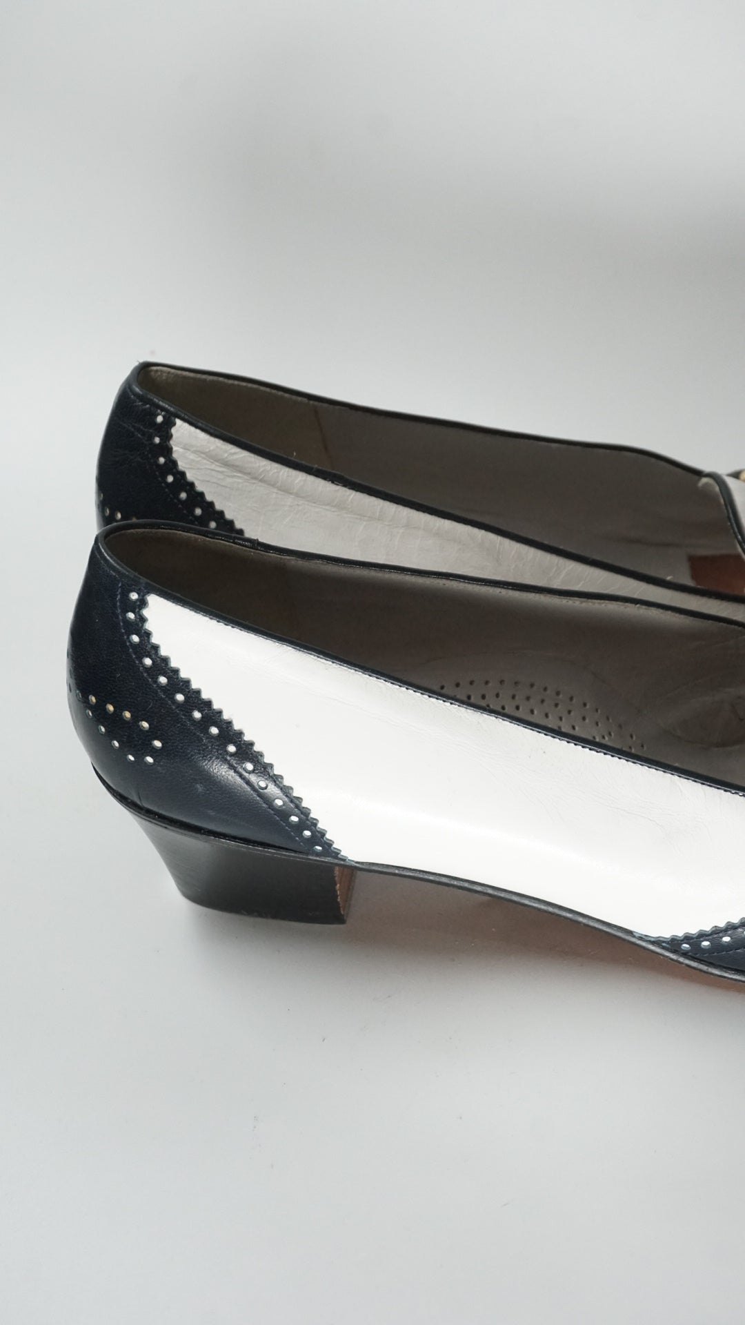 Black & White Shoes with Golden Accent