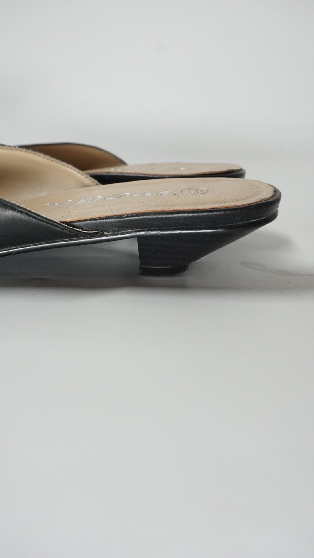Black Leather Mules
