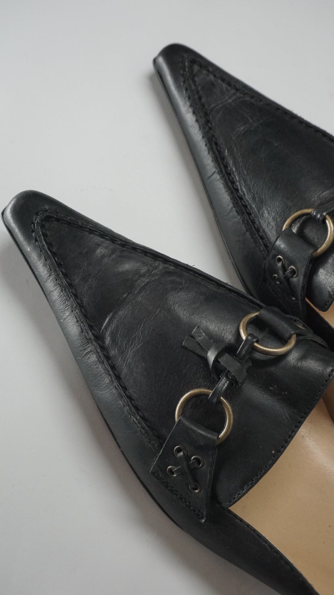 Black Leather Mules