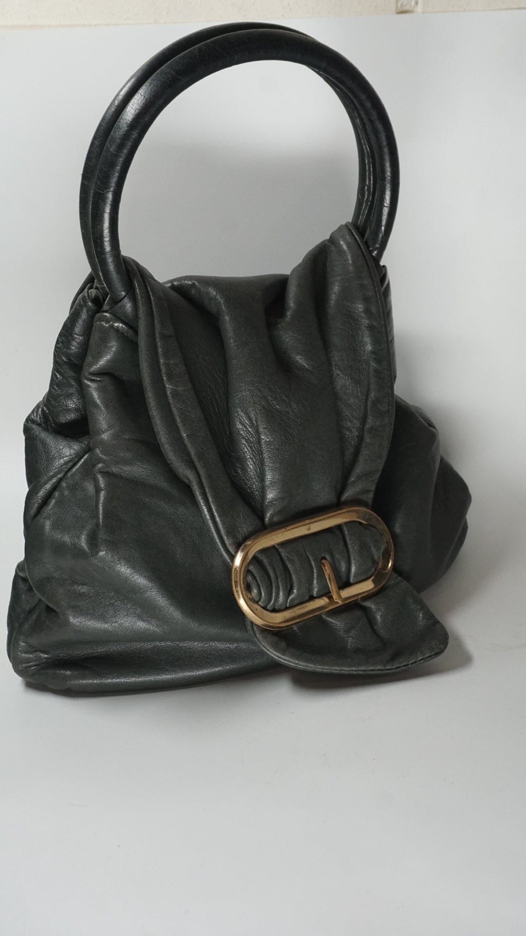 80´s Green Leather Hand Bag