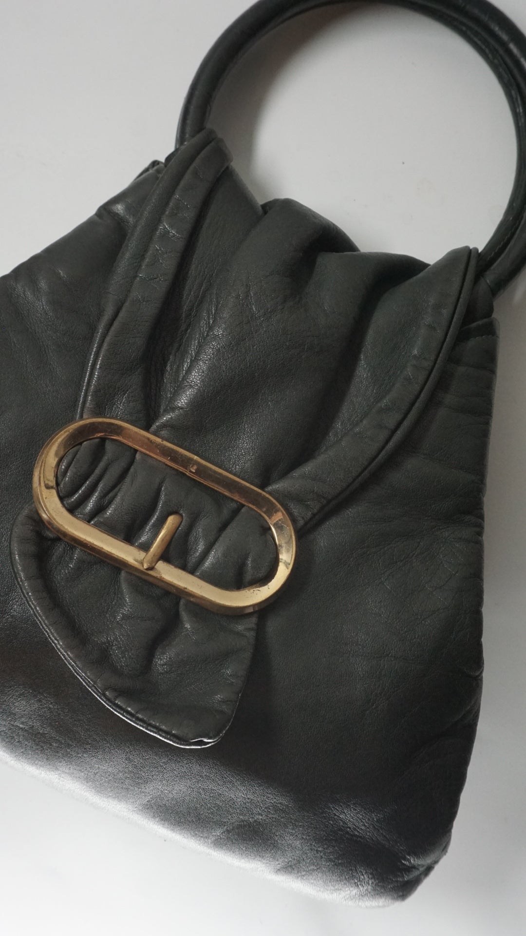 80´s Green Leather Hand Bag