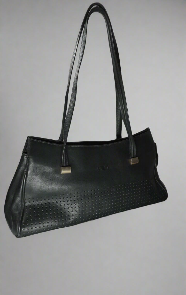 Black Leather Baguette Bag