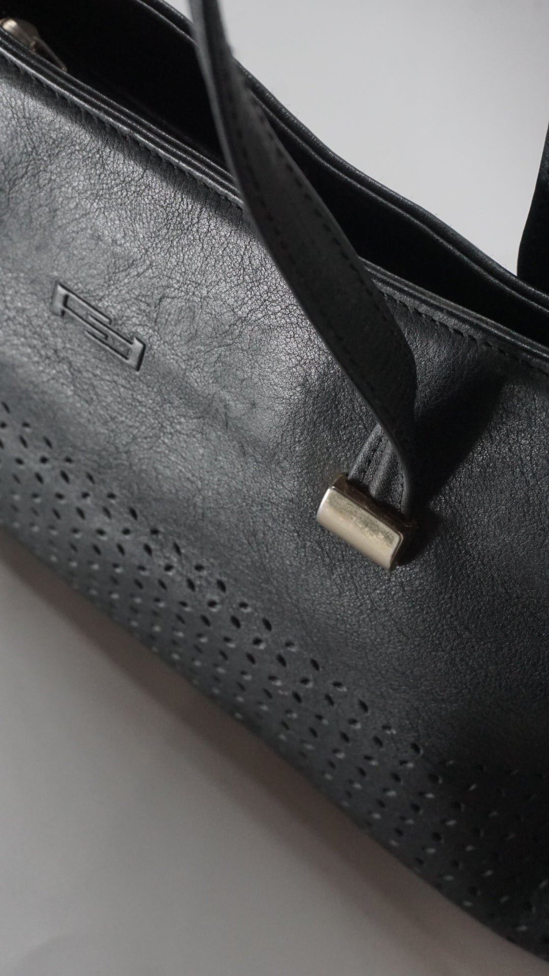 Black Leather Baguette Bag