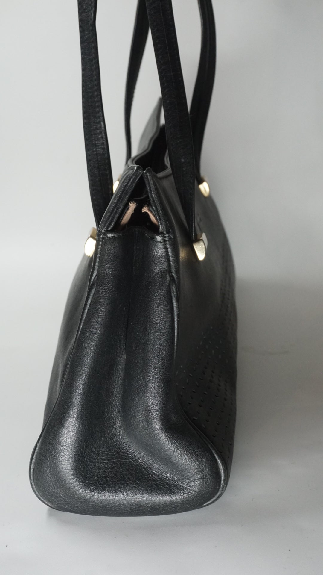 Black Leather Baguette Bag