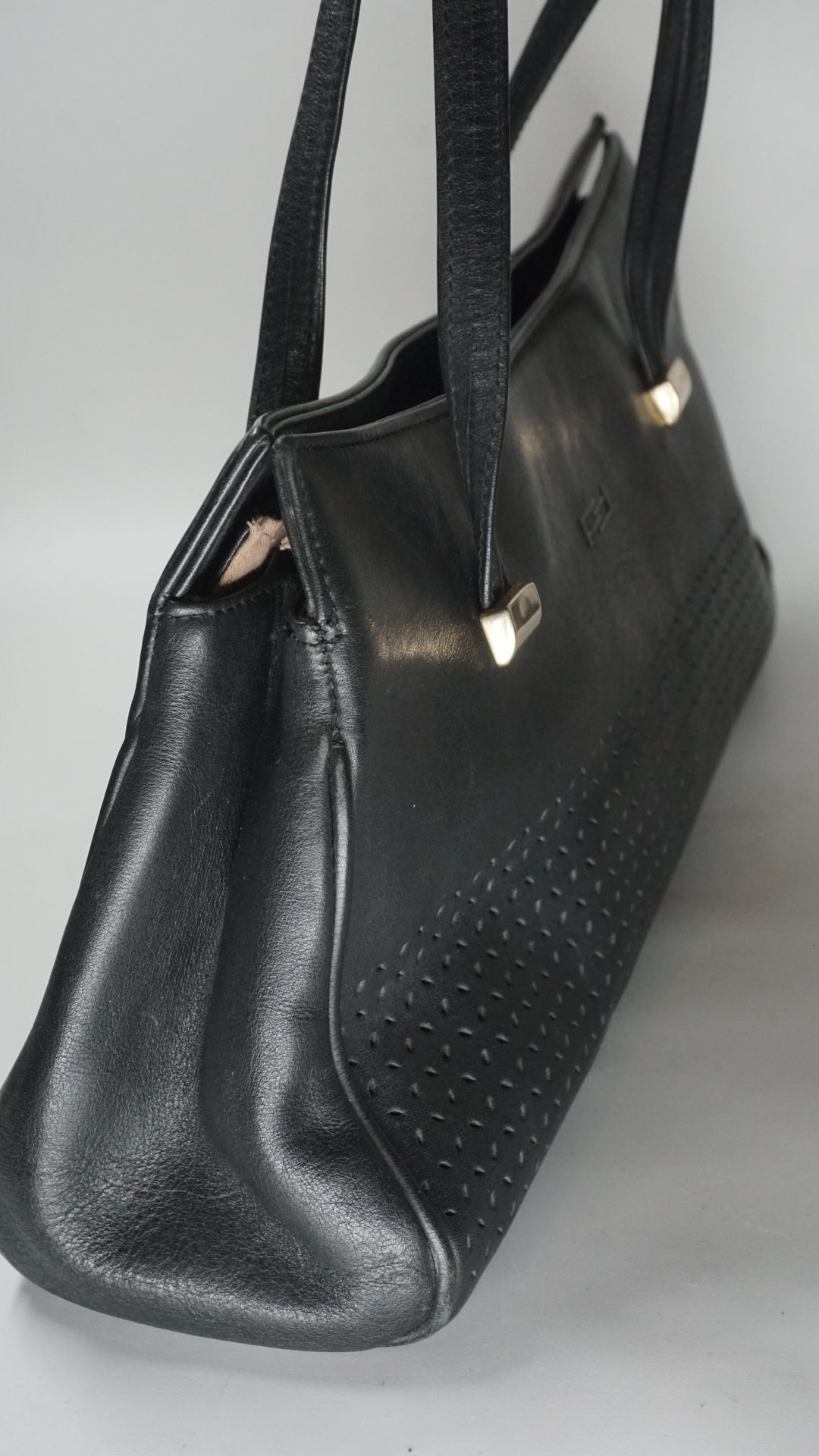 Black Leather Baguette Bag
