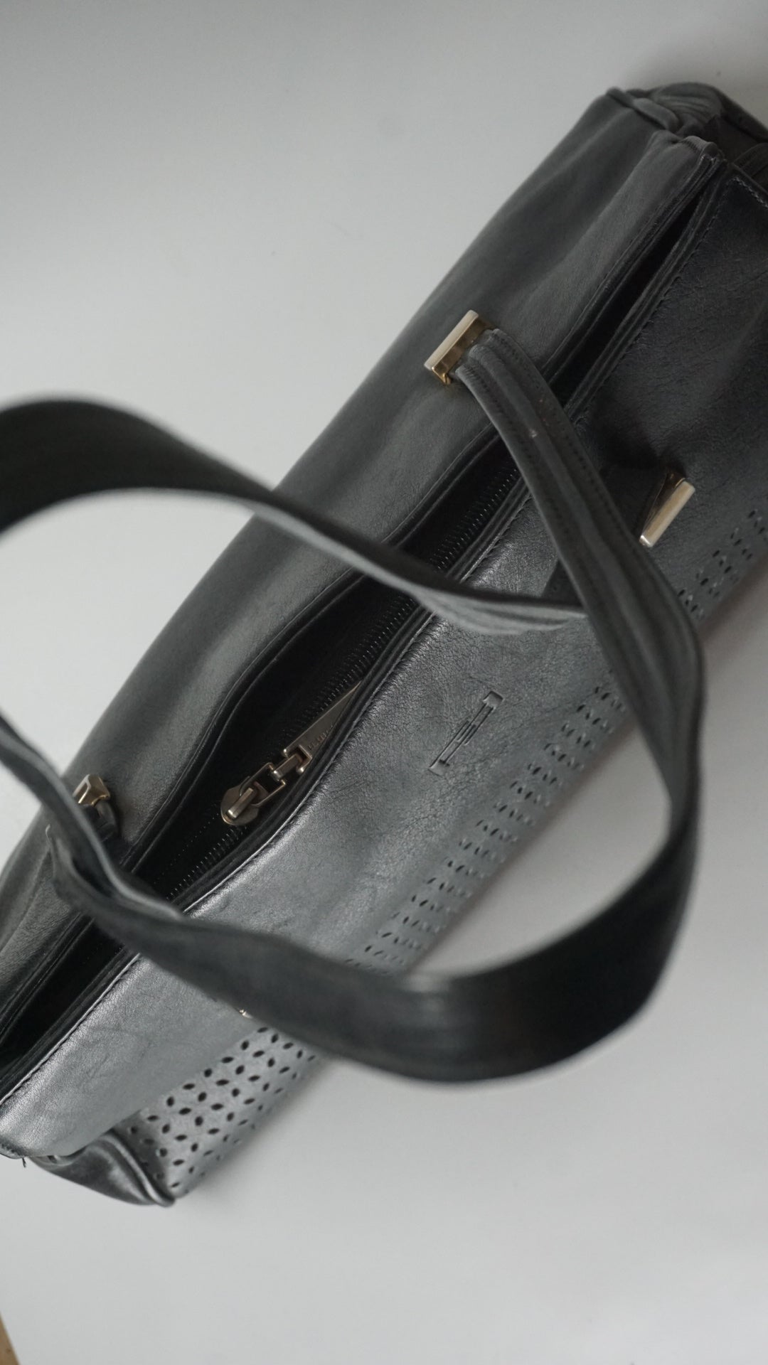 Black Leather Baguette Bag