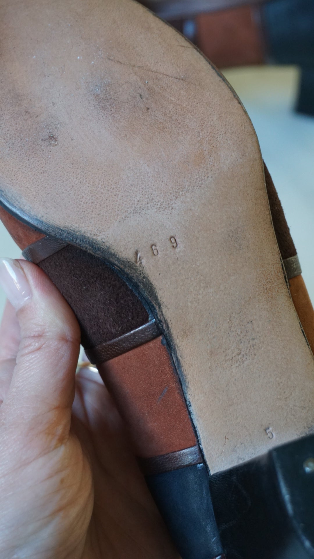 Vintage leather shoes in black and brown