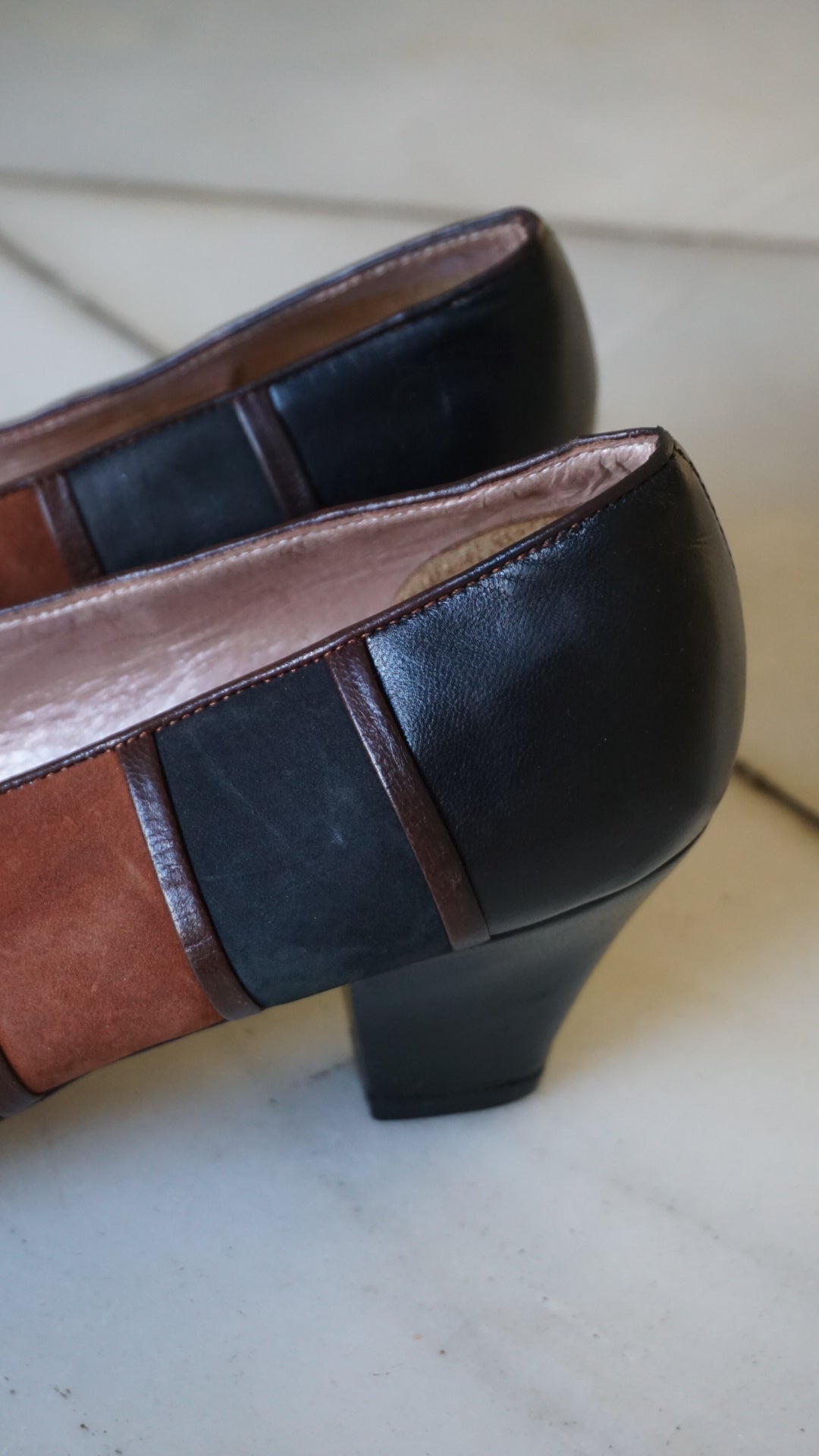 Vintage leather shoes in black and brown